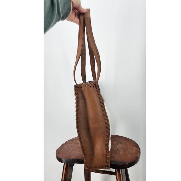 Gitano Urbano Collection Tote Purse Calf Hair Handmade Leather Brown - Picture 4 of 12